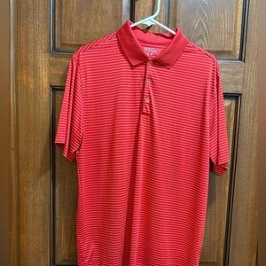 Nike Golf Men's Red Striped Polo Shirt. Large.